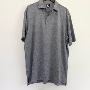 Footjoy Mens Striped Polo Gray White XL Poly Spandex Moisture Wicking Blend Golf
